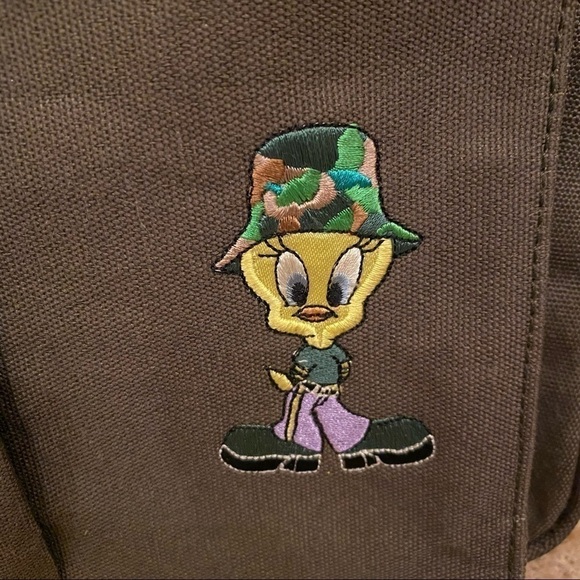 NWT~Vintage LOONEY TUNES Tweety 1999 Green Backpack 15” X 11” main image 6